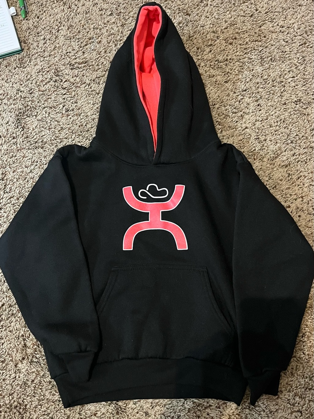 Hooey Black Kids Hoodie with pink Logo and pink-Lined Hood